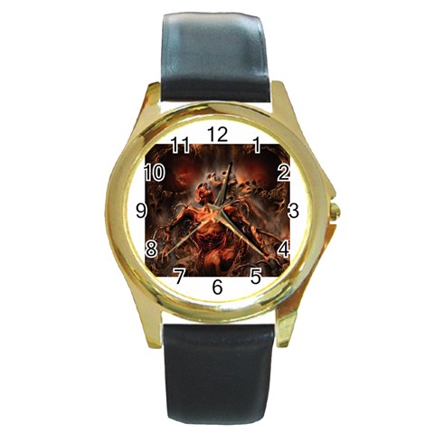 3 Round Gold Metal Watch from ArtsNow.com Front
