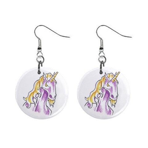 Tunicorn3 1  Button Earrings from ArtsNow.com Front