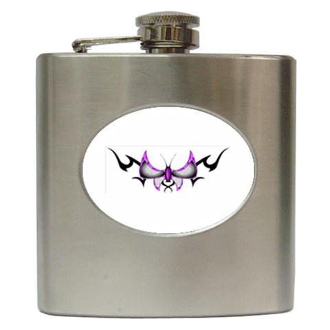 tpurplebutterfly Hip Flask (6 oz) from ArtsNow.com Front