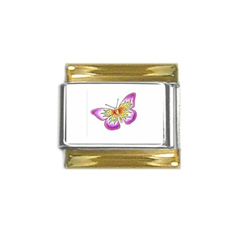 fbutterfly2 Gold Trim Italian Charm (9mm) from ArtsNow.com Front