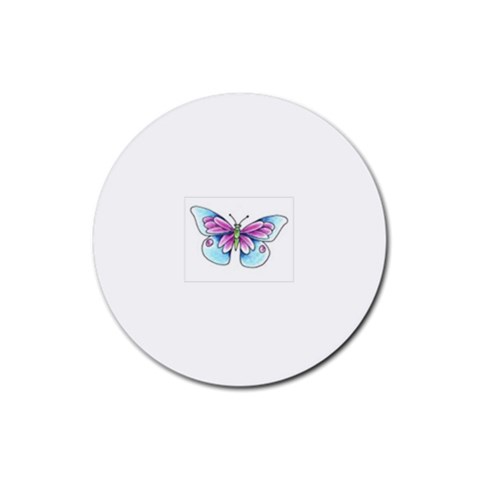 fbutterfly3 Rubber Round Coaster (4 pack) from ArtsNow.com Front