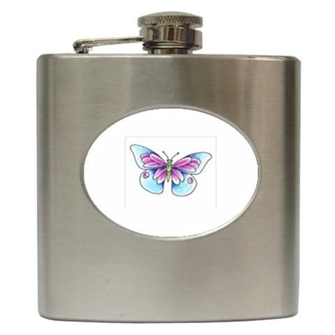 fbutterfly3 Hip Flask (6 oz) from ArtsNow.com Front