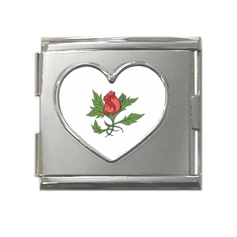 flowerrose18599 Mega Link Heart Italian Charm (18mm) from ArtsNow.com Front