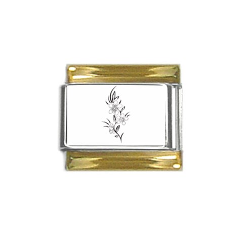 flowers3070 Gold Trim Italian Charm (9mm) from ArtsNow.com Front