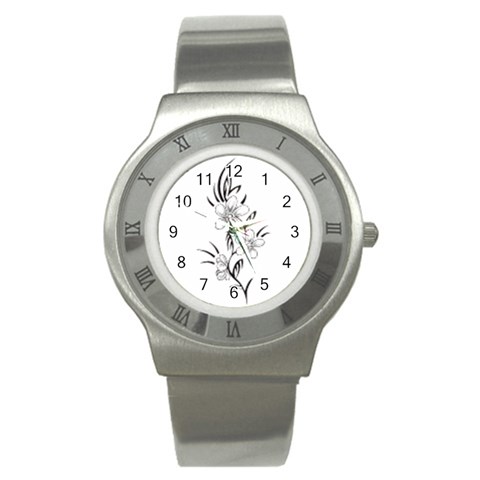 flowers3070 Stainless Steel Watch from ArtsNow.com Front