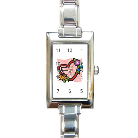 heart1754 Rectangular Italian Charm Watch from ArtsNow.com Front