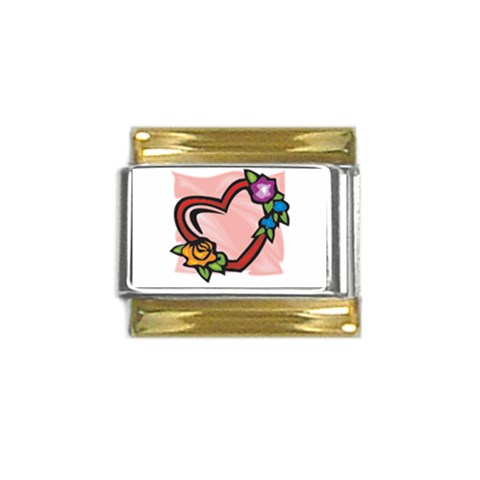 heart1754 Gold Trim Italian Charm (9mm) from ArtsNow.com Front