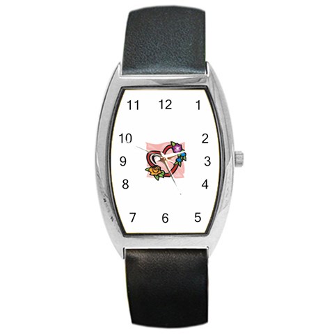 heart1754 Barrel Style Metal Watch from ArtsNow.com Front