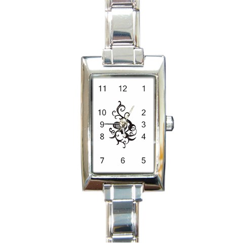 heart5642 Rectangular Italian Charm Watch from ArtsNow.com Front