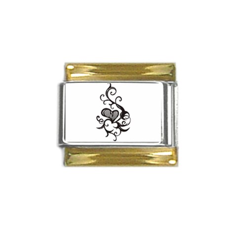 heart5642 Gold Trim Italian Charm (9mm) from ArtsNow.com Front