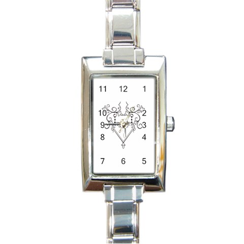 heart19618 Rectangular Italian Charm Watch from ArtsNow.com Front