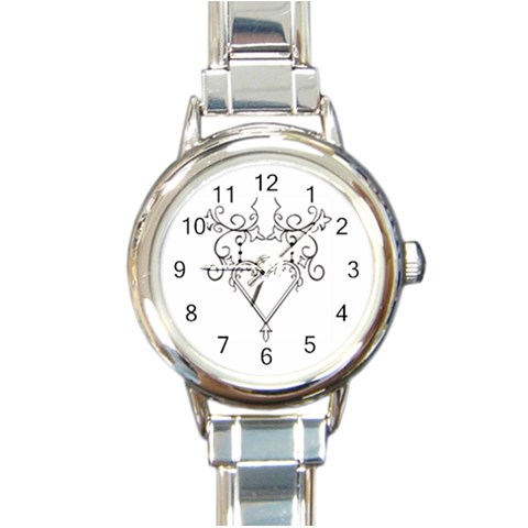 heart19618 Round Italian Charm Watch from ArtsNow.com Front