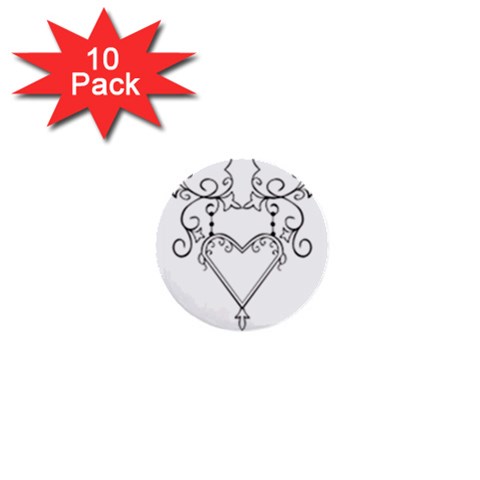 heart19618 1  Mini Button (10 pack)  from ArtsNow.com Front