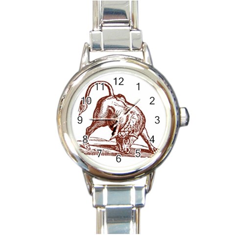 Angry bull Round Italian Charm Watch from ArtsNow.com Front