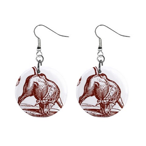 Angry bull 1  Button Earrings from ArtsNow.com Front