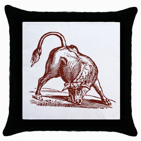 Angry bull Throw Pillow Case (Black) from ArtsNow.com Front
