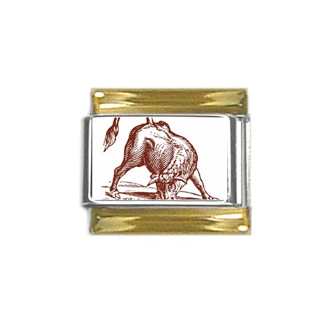 Angry bull Gold Trim Italian Charm (9mm) from ArtsNow.com Front