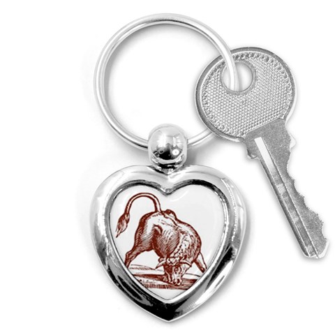 Angry bull Key Chain (Heart) from ArtsNow.com Front