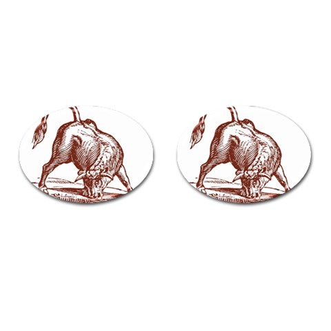 Angry bull Cufflinks (Oval) from ArtsNow.com Front(Pair)