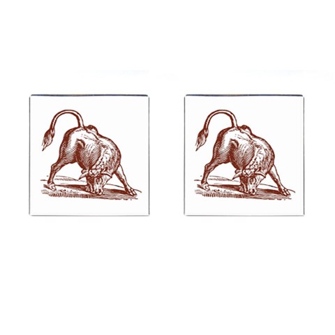 Angry bull Cufflinks (Square) from ArtsNow.com Front(Pair)
