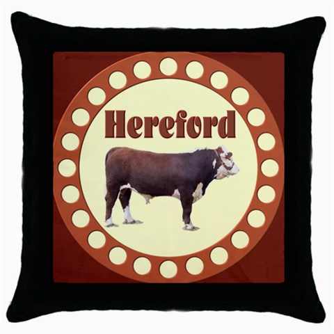 Hereford Throw Pillow Case (Black) from ArtsNow.com Front