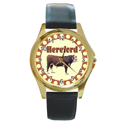Hereford Round Gold Metal Watch from ArtsNow.com Front