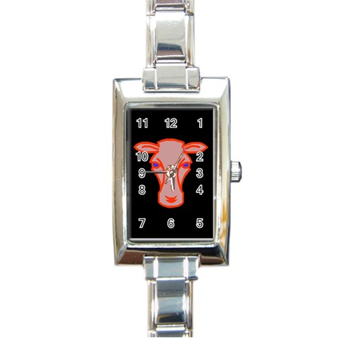 Cow head Rectangular Italian Charm Watch from ArtsNow.com Front