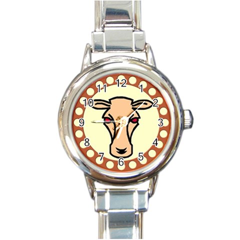Cow head Round Italian Charm Watch from ArtsNow.com Front