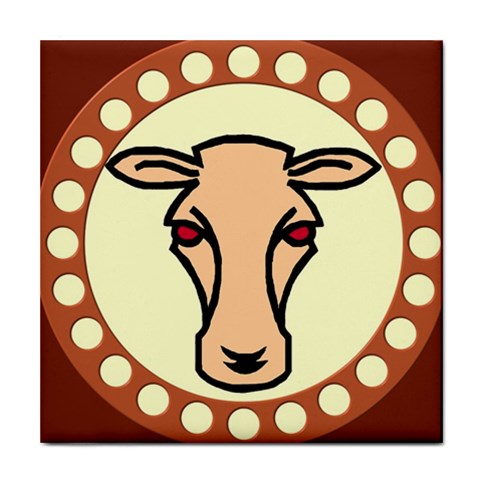 Cow head Tile Coaster from ArtsNow.com Front