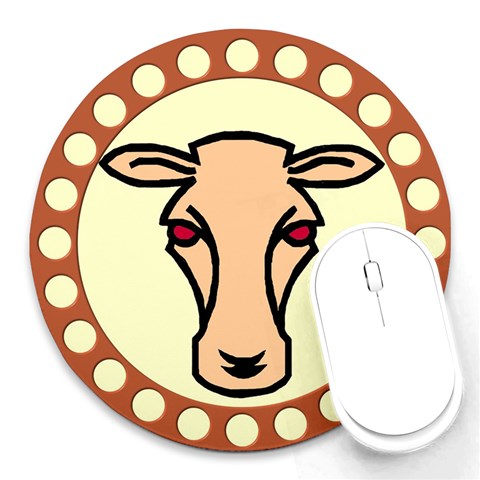 Cow head Round Mousepad from ArtsNow.com Front