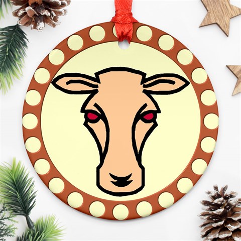 Cow head Ornament (Round) from ArtsNow.com Front