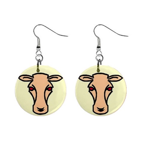 Cow head 1  Button Earrings from ArtsNow.com Front