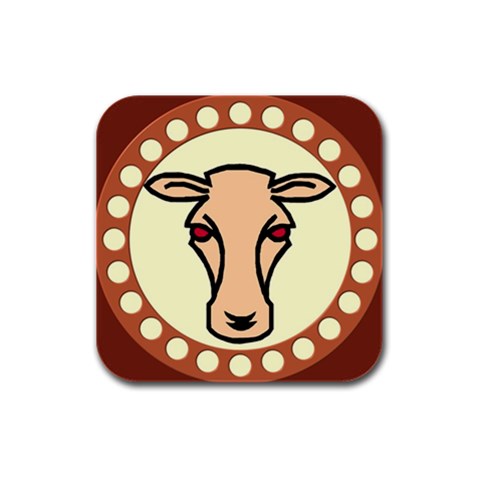 Cow head Rubber Square Coaster (4 pack) from ArtsNow.com Front