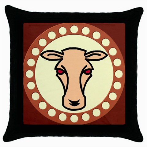 Cow head Throw Pillow Case (Black) from ArtsNow.com Front