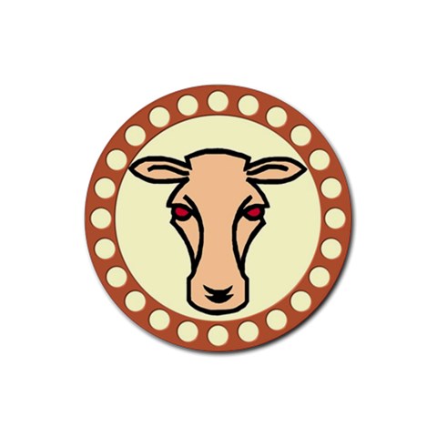 Cow head Rubber Round Coaster (4 pack) from ArtsNow.com Front