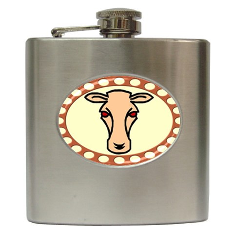 Cow head Hip Flask (6 oz) from ArtsNow.com Front