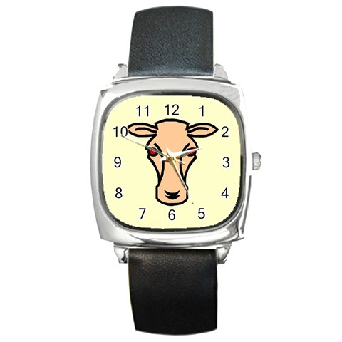 Cow head Square Metal Watch from ArtsNow.com Front