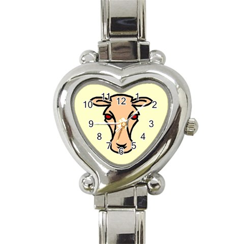 Cow head Heart Italian Charm Watch from ArtsNow.com Front