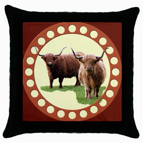 Highland Throw Pillow Case (Black) from ArtsNow.com Front