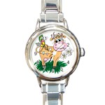 Cute cow Round Italian Charm Watch