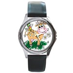 Cute cow Round Metal Watch