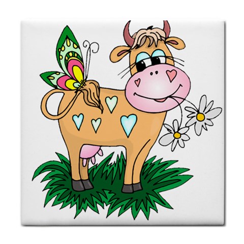 Cute cow Tile Coaster from ArtsNow.com Front