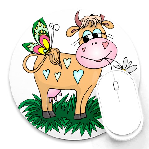 Cute cow Round Mousepad from ArtsNow.com Front