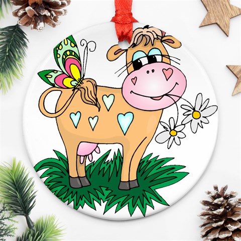 Cute cow Ornament (Round) from ArtsNow.com Front