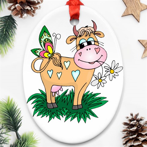 Cute cow Ornament (Oval) from ArtsNow.com Front