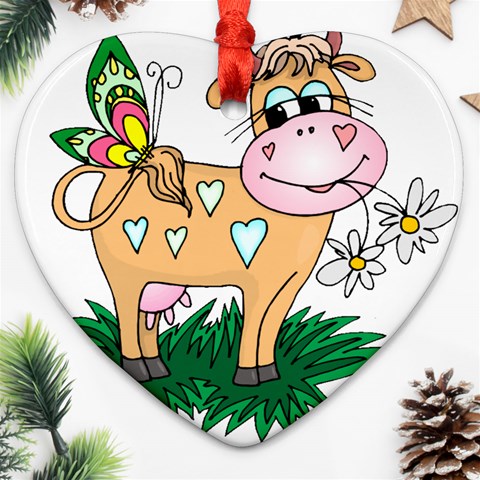 Cute cow Ornament (Heart) from ArtsNow.com Front