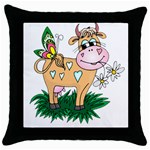 Cute cow Throw Pillow Case (Black)