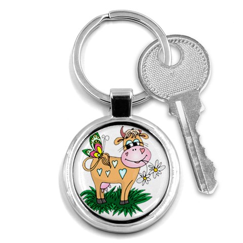 Cute cow Key Chain (Round) from ArtsNow.com Front
