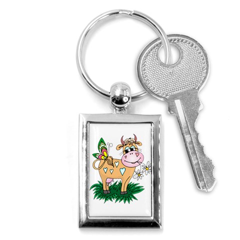 Cute cow Key Chain (Rectangle) from ArtsNow.com Front