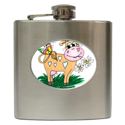 Cute cow Hip Flask (6 oz) from ArtsNow.com Front
